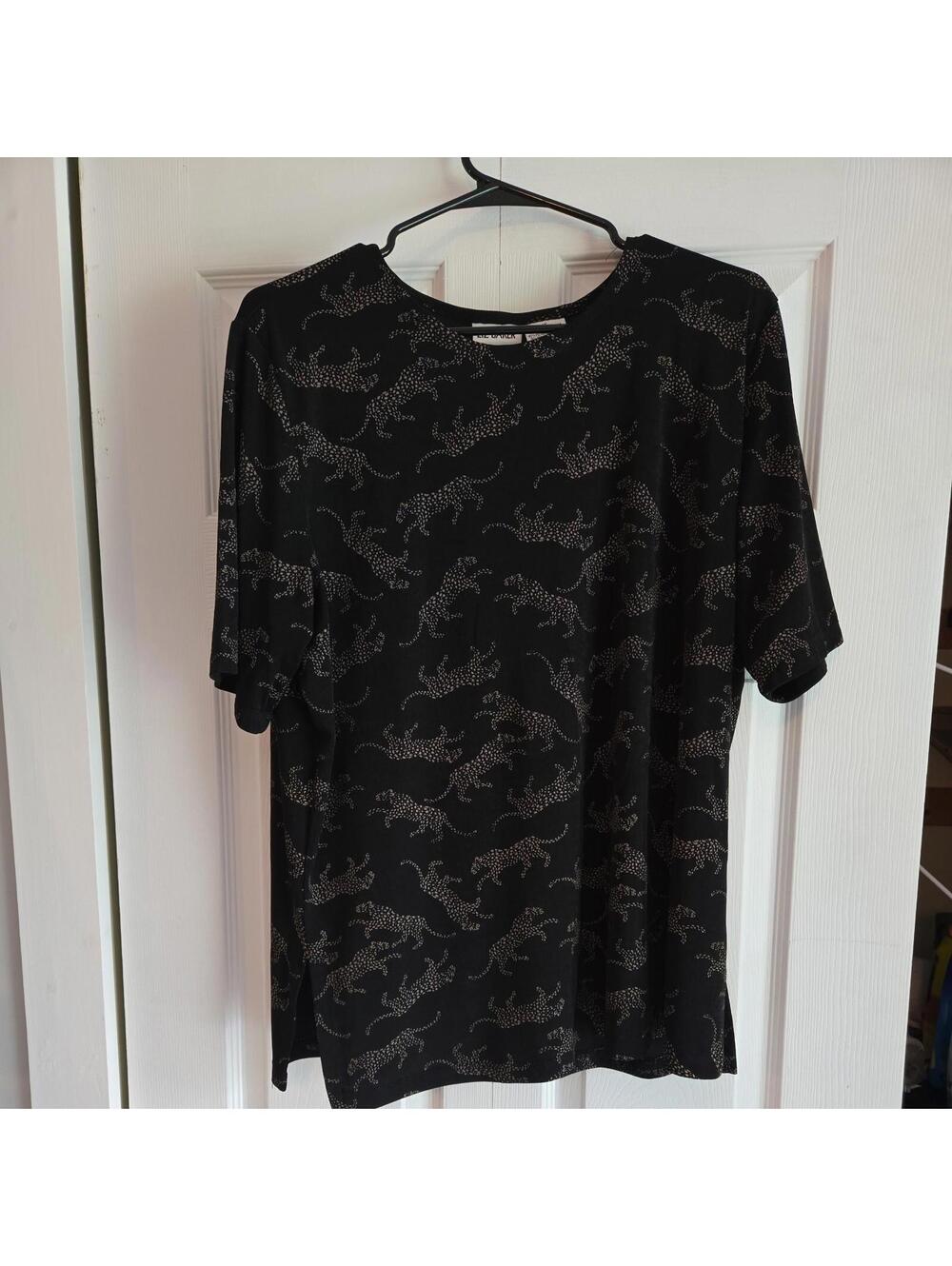 Vtg Liz Baker Cheetah Blouse Womens Xl casual